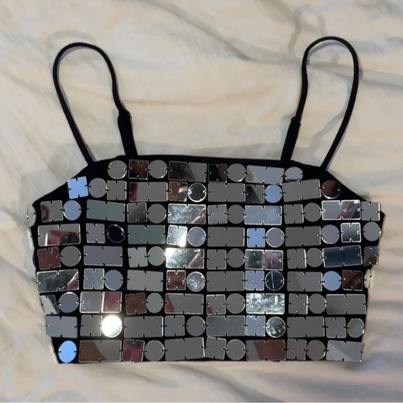 Forever 21 Mirror Sequin Crop Top in Size Small | New - Picture 2 of 6
